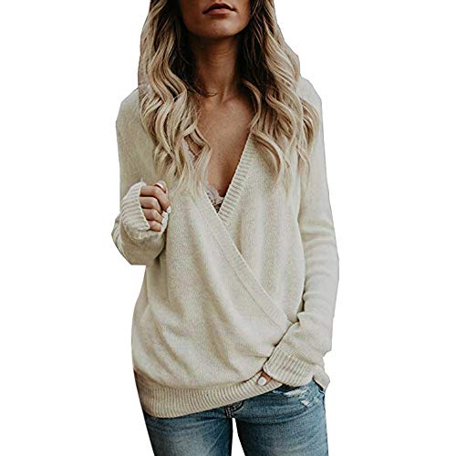 Camiseta Basica Mujer Casual Sudadera Manga Larga Otoño Cuello Redondo Blusa Fiesta Mujer Navidad Camisa Oficina Suelto Suéter Casual de Manga Larga de Color sólido riou