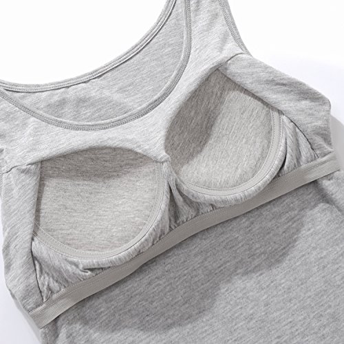 Camiseta Básica para Mujer con Sujetador Incorporado para IR a Gimnasio Fitness Deportes Yoga Camisetas Mujer Tirantes Negro Blanco Gris L