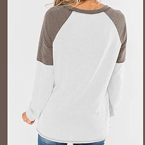 Camiseta Casual De Cuello Redondo con Costura De Manga Larga De OtoñO E Invierno Top Suelto para Mujer