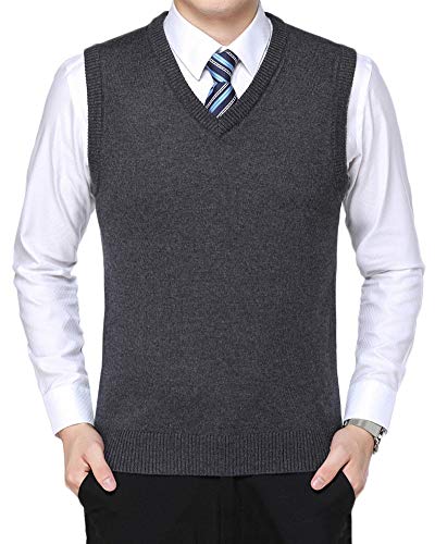 Camiseta con Cuello En V Slim Fit Sin Mangas De Elástico Chaleco De Punto para Hombre Rucio 2XL