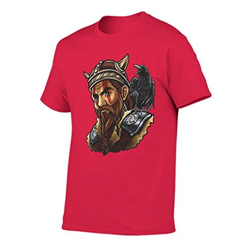 Camiseta de manga corta para hombre, diseño de guerrero vikingo celta Red1 L