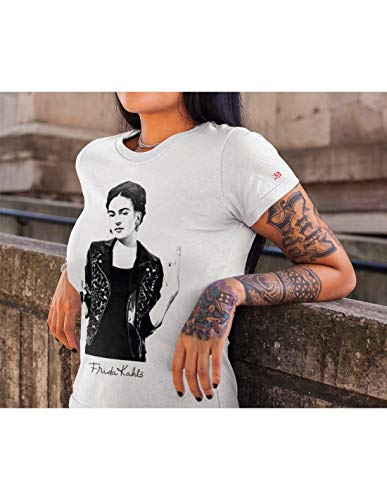 Camiseta de mujer – Frida Kahlo oficial estilo Rock Negro XL