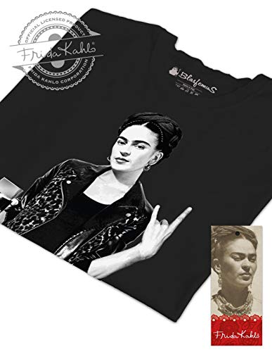 Camiseta de mujer – Frida Kahlo oficial estilo Rock Negro XL