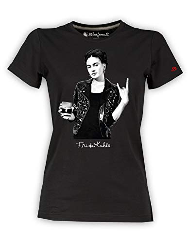 Camiseta de mujer – Frida Kahlo oficial estilo Rock Negro XL