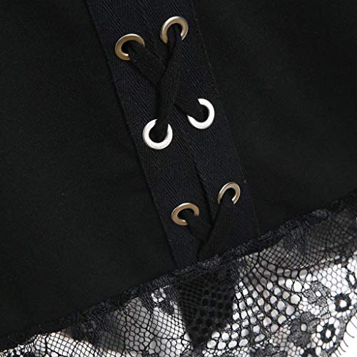 Camiseta de Mujer Malla Manga Larga Punk Gótico Halloween Bruja Encajes Color sólido Blusa Camisa Cuello Redondo Camiseta Cuello Redondo Slim Fit Otoño Tops Casual Fiesta Suéter Original vpass