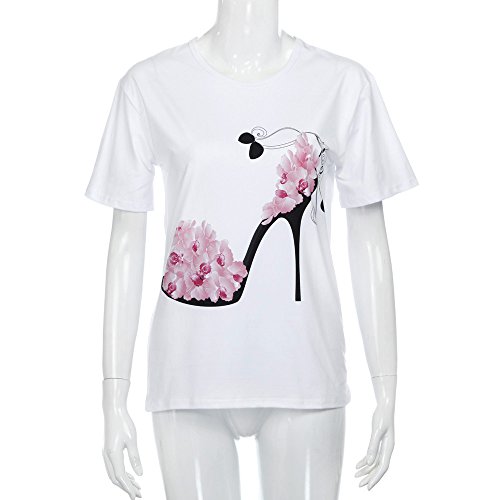 Camiseta de Mujer,Verano Moda Manga Corta Impresión Blusa Camisa Cuello Redondo Basica Camiseta Suelto Tops Casual Fiesta T-Shirt Original tee vpass