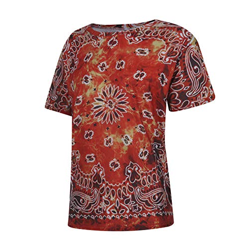 Camiseta Manga Corta para Hombre Verano Maravilloso Short-Sleeve Cuello Redondo Retro Transpirable Men's Gym Color Oscuro T Shirts Ropa Casual Chaleco Jersey Rojo