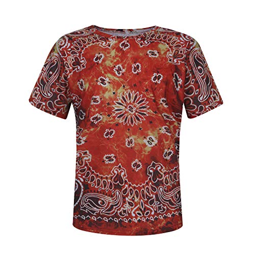 Camiseta Manga Corta para Hombre Verano Maravilloso Short-Sleeve Cuello Redondo Retro Transpirable Men's Gym Color Oscuro T Shirts Ropa Casual Chaleco Jersey Rojo