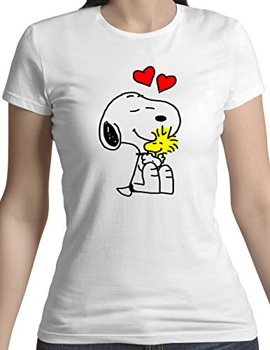 Camiseta Mujer | Camiseta Snoopy | Camiseta Algodón Mujer | Diseños Exclusivos | Color Blanco | Talla XXL