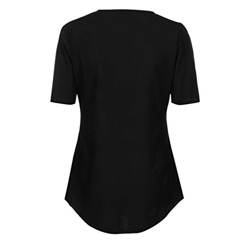 Camiseta Mujer Verano Moda Color sólido Manga Corta Blusas Camisa Cuello Rojoondo Basica Cremallera Polo Camiseta Suelto Tops Casual Fiesta T-Shirt Original tee vpass