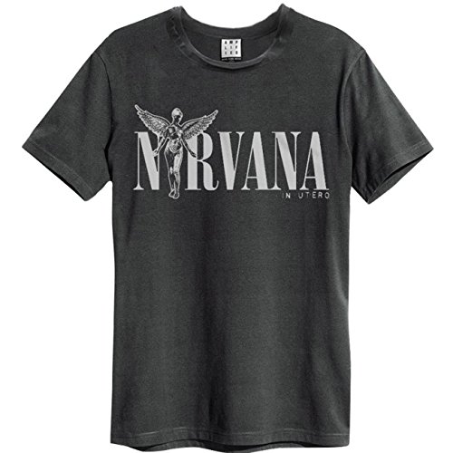 Camiseta para hombre de grupo de rock Amplified, Nirvana In Utero (gris) (S-XL) gris Large