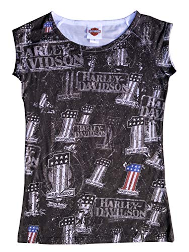 Camiseta para mujer con la bandera de Reino Unido de Harley Davidson Gris gris XXL