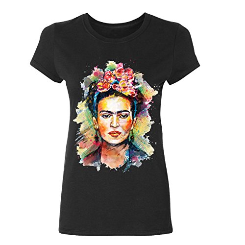 Camiseta para Mujer de Manga Corta Artista Mexicana Frida Kahlo Personalizada (Color : Black, Size : L)