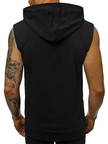 Camiseta sin mangas con capucha para hombre, con cremallera, para entrenamiento, culturismo, entrenamiento, gimnasio, musculación, chaleco sin mangas con bolsillos