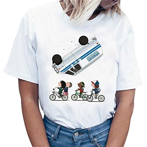 Camiseta Stranger Things Niña, Camiseta Stranger Things Mujer Manga Corta Chica T Shirt Retro tee Abecedario Impresión T-Shirt Regalo Camisa Verano Camisetas y Tops (6,M)