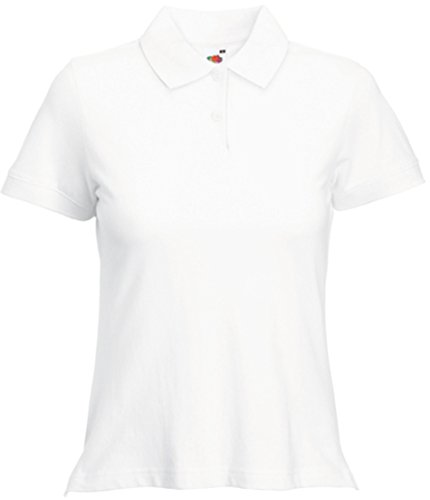 Camiseta tipo polo prémium de Fruit of the Loom, para mujer Blanco blanco M