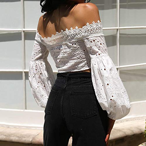 Camiseta Tirantes Mujer Riou Sexy Halter sin Mangas Boho Camisola Top de Mujer Encaje Chaleco Corto Basica Camiseta Suelto Verano Tops Casual Fiesta para Mujeres Dama