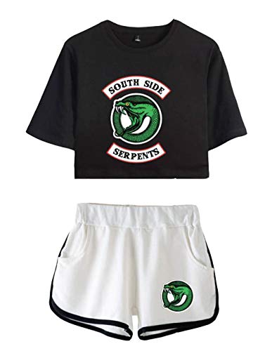Camiseta y Pantalón Corto Riverdale Adolescente Chica Serpientes Camiseta de Manga Corta Verano Conjunto Deportivo para Niña y Mujere (1, S)