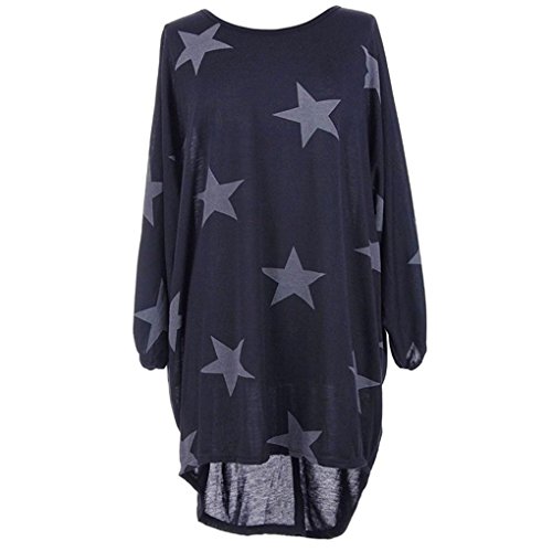 Camisetas Asimetricas Mujer Talla Grande Jerseis Manga Larga Sueter Estrella Estampados Pullover Tunica Top Cuello Redondo Blusa Premama Vestir Mini Vestidos Largos Casual Invierno Camsia Amplia
