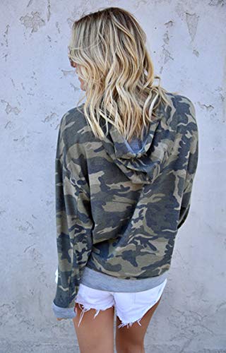 Camisetas de Manga Larga para Mujer Jerséis de Mujer Blusas de béisbol Sudadera de Camuflaje Jersey con Capucha Tops básicos Ropa Deportiva