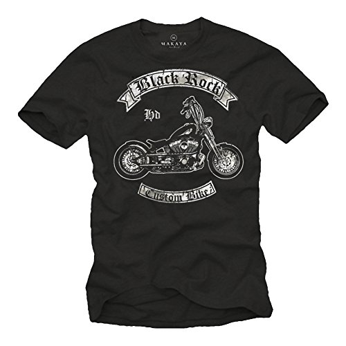 Camisetas de Motos para Hombre - Black Rock - Negro XXL