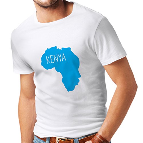 Camisetas Hombre Salvar Kenia - Camisa política, Refranes de la Paz (Medium Blanco Azul)