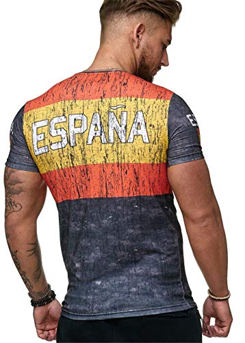 Camisetas Manga Corta Hombre Bandera de España Impresión Camiseta Verano Casual Suelto Camisas tee Shirt Moda O-Cuello Blusa Deportiva Tops