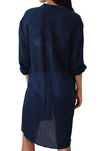 Camisolas y Pareos Mujer Bohemio Hippic Chic Tunica Playa Tallas Grandes Mini Vestido Asimetrico Verano Caftan Abieto Kaftan Corto Algodon Camisas con Botones Kimono Top Traje de Baño Bikini Cover Up