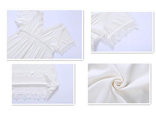 Camisón Vintage Blanco para Niñas Elegante Longitud Completa Nightdress 3-12 años