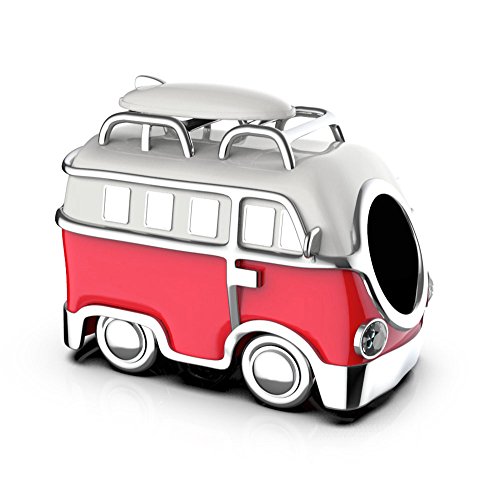 Camper Van Charm de S925 plata de ley para brazalete Mujer Pandora en una caja de regalo - Rojo y blanco