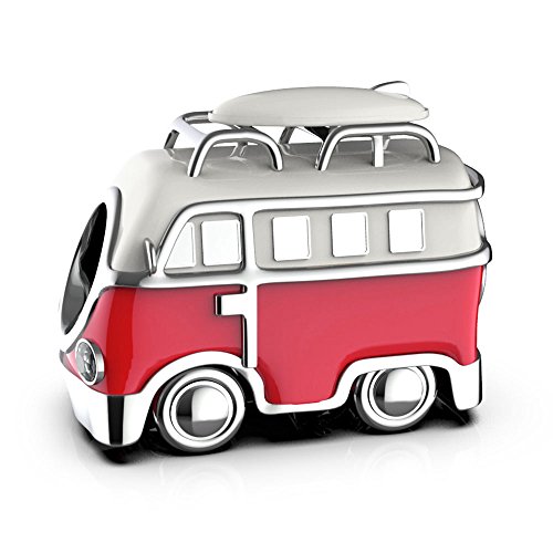 Camper Van Charm de S925 plata de ley para brazalete Mujer Pandora en una caja de regalo - Rojo y blanco