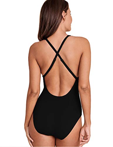 Canangminghangqi. Beachwear - Traje de baño para mujer entero con capucha ajustable cruzada frontal sexy Nero-1292 S