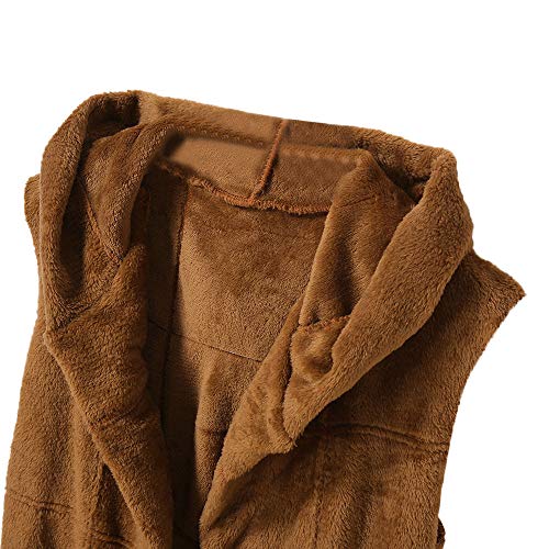 Capa sin Mangas con Capucha de Las Mujeres Color sólido Tamaño Grande Felpa Abrigo Largo de Lana Abrigo Casual Chaqueta de Invierno riou