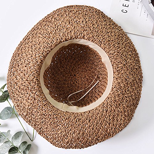 Capeline Verano Transpirable Sombrero Sol Paja Playa Cubo Estanque Pesca Camping UPF 50+ Protección UV Gorra Visera Large Borde Ajustable Sun Cap Viaje Vacaciones Plegable para Mujeres Damas