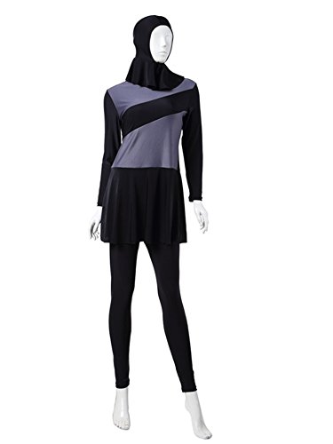 CaptainSwim Traje de baño largo musulmán islámico burkini modesto para mujer (gris, Asia-XL)