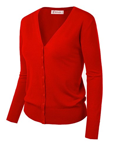 Cardigan básico con cierre de botones, para mujer Rojo rosso L/etiqueta XL