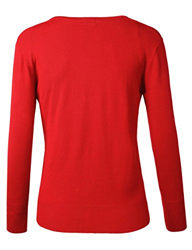 Cardigan básico con cierre de botones, para mujer Rojo rosso L/etiqueta XL