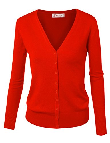 Cardigan básico con cierre de botones, para mujer Rojo rosso L/etiqueta XL