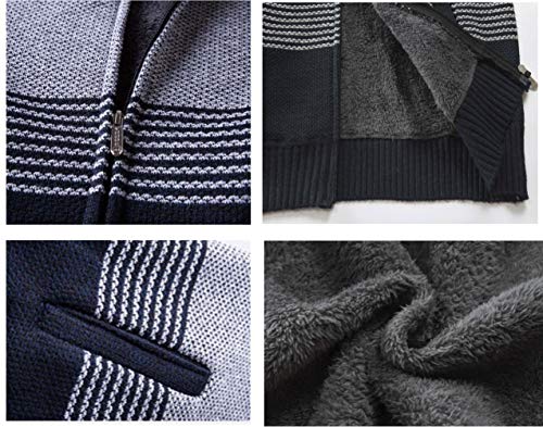 Cárdigan de Hombre Cuello Alto Casuales Chaqueta Chaqueta de Punto para Hombre Sudaderas con Capucha Suéter de Punto (L, Gris Oscuro)