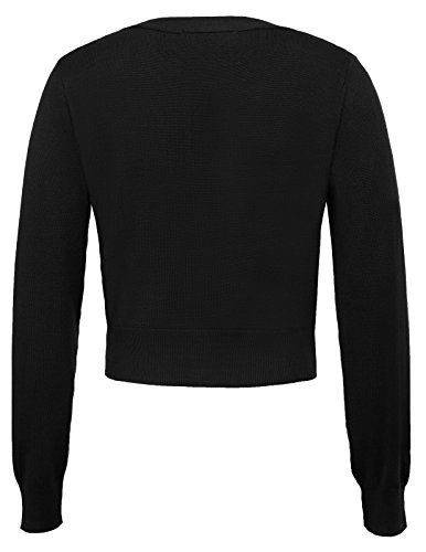 Cárdigan de Punto Corto para Mujer Chaqueta Manga Larga Elegante Negro M CLAF20-1