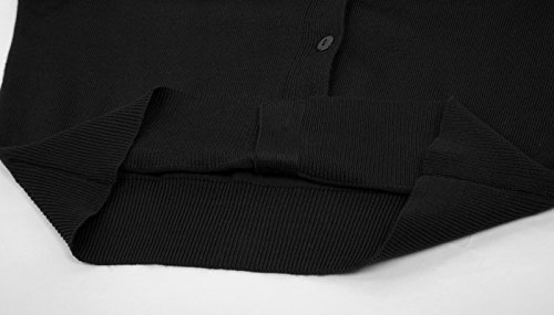 Cárdigan de Punto Corto para Mujer Chaqueta Manga Larga Elegante Negro M CLAF20-1