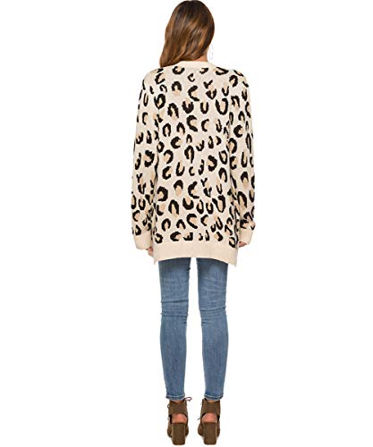 Cárdigan de punto para mujer frente abierto estampado de leopardo suéter de otoño suéter de punto