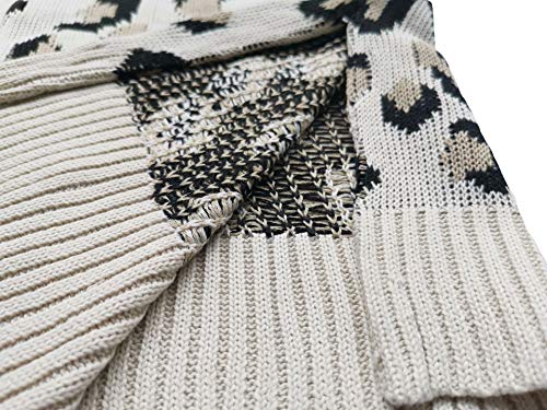 Cárdigan de punto para mujer frente abierto estampado de leopardo suéter de otoño suéter de punto