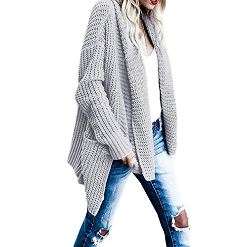 Cardigan Mujer Elegantes Moda Outerwear Otoño Invierno con Bolsillos Manga Larga Color Sólido Abiertas Jerseys Modernas Casual Jersey Largo Anchos Casual Estilo Moderno Jerseys Lana Cómodo
