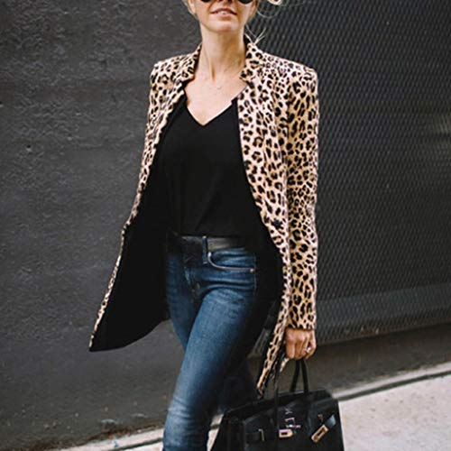 Cardigan Mujer Invierno 2019 SHOBDW Liquidación Venta Blusa Tops Manga Larga Chaquetas de Traje Mujer Casual Blazers Mujer Abrigo Mujer Baratos Leopardo Cardigans Mujer Largo(Marrón,L)