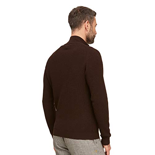 Cardigan Rebeca Hombre con Cremallera Larga y Cuello Alto in Lana Merino Extrafine Color Chocolate tamaño M