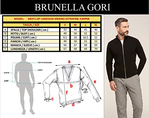 Cardigan Rebeca Hombre con Cremallera Larga y Cuello Alto in Lana Merino Extrafine Color Chocolate tamaño M