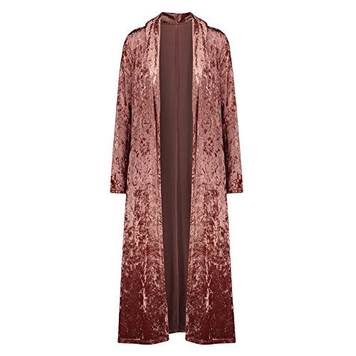 Cárdigans de terciopelo para mujer, manga larga, parte delantera abierta, abrigo largo Rosa rosa L