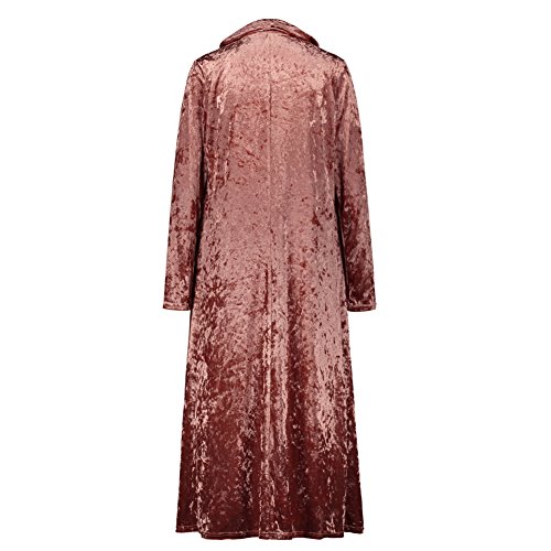 Cárdigans de terciopelo para mujer, manga larga, parte delantera abierta, abrigo largo Rosa rosa L