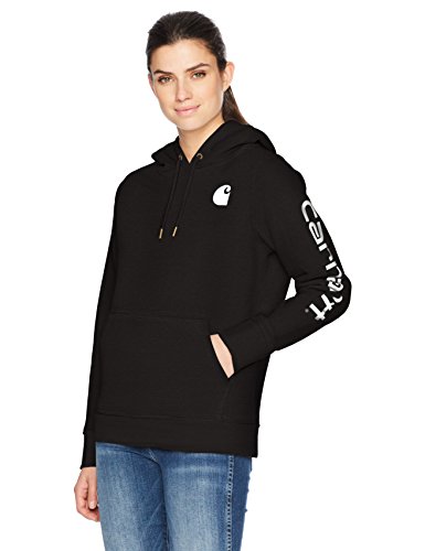Carhartt Clarksburg Sleeve Logo Hooded Sweatshirt Sudadera con Capucha, negro, M para Mujer